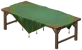 ひし形卓布の長テーブル