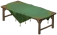 Mesa larga con mantel en forma de rombo