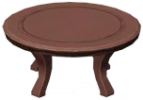 Runder Tisch aus rot lackiertem Zedernholz